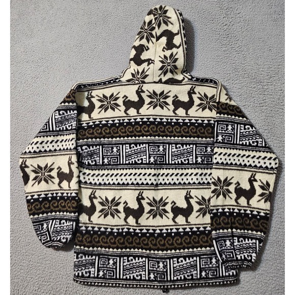Tejidos Ali Maqui Alpaca Print Heavy Sweater Jacket Ecuador Geometric Aztec L - Picture 3 of 9
